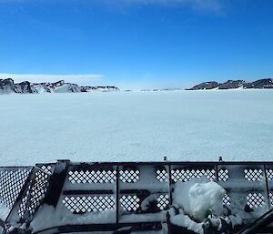 View from inside the groomer, on a perfect day, heading up to Woop Woop.