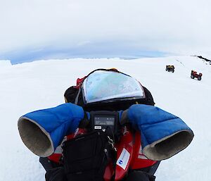 View over the handlebars of a quad bike.