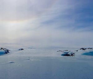 Scenery of ice and icebergs.
