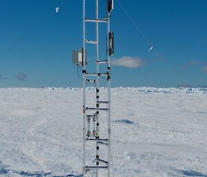 A steel tower on the glacier