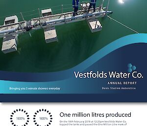 A mockup poster with two tradesman standing at the end of the water inlet floatation platform on the tarn water supply.