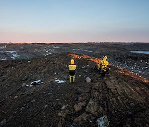 Graham and Jason on a high point in the near Lake Nicholson looking out at the Sørzdal Glacier