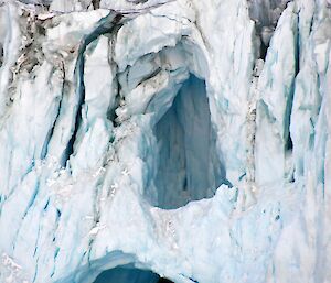 A large cave formed in the side of the Sorsdal glacier.