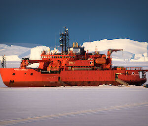 Aurora Australis parked in fast ice off Davis station