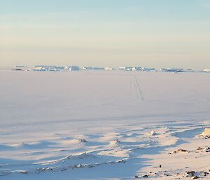 Sunlit bergs