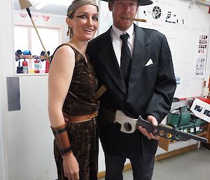 Expeditioners dressed as an Amazon warrior and Al Capone