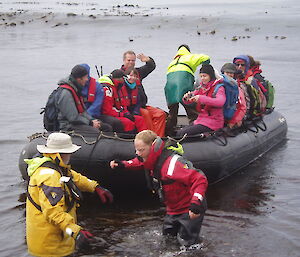 FTO Ian departing to Spirit of Enderby (on left in boat)