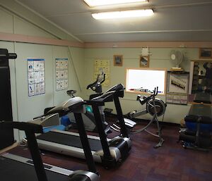 The aerobics exercise equipment in our new gym