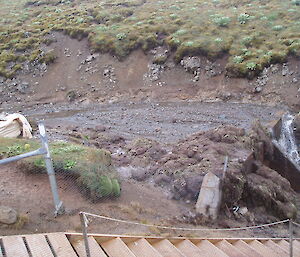 Our dam filled with dirt on Saturday morning