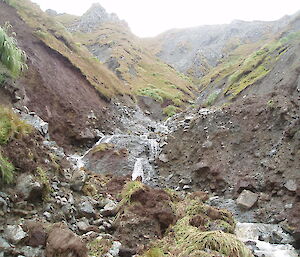 Looking up the badly scoured Gadgets Gully