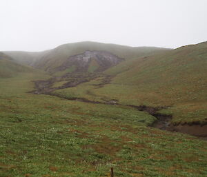 Escarpment land slip above the dam