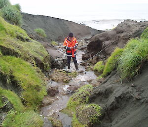 Pete repairs the water line in First Gully