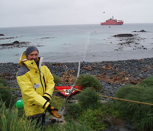 AAD environment officer Andy keeps a watchful eye on refuelling operations