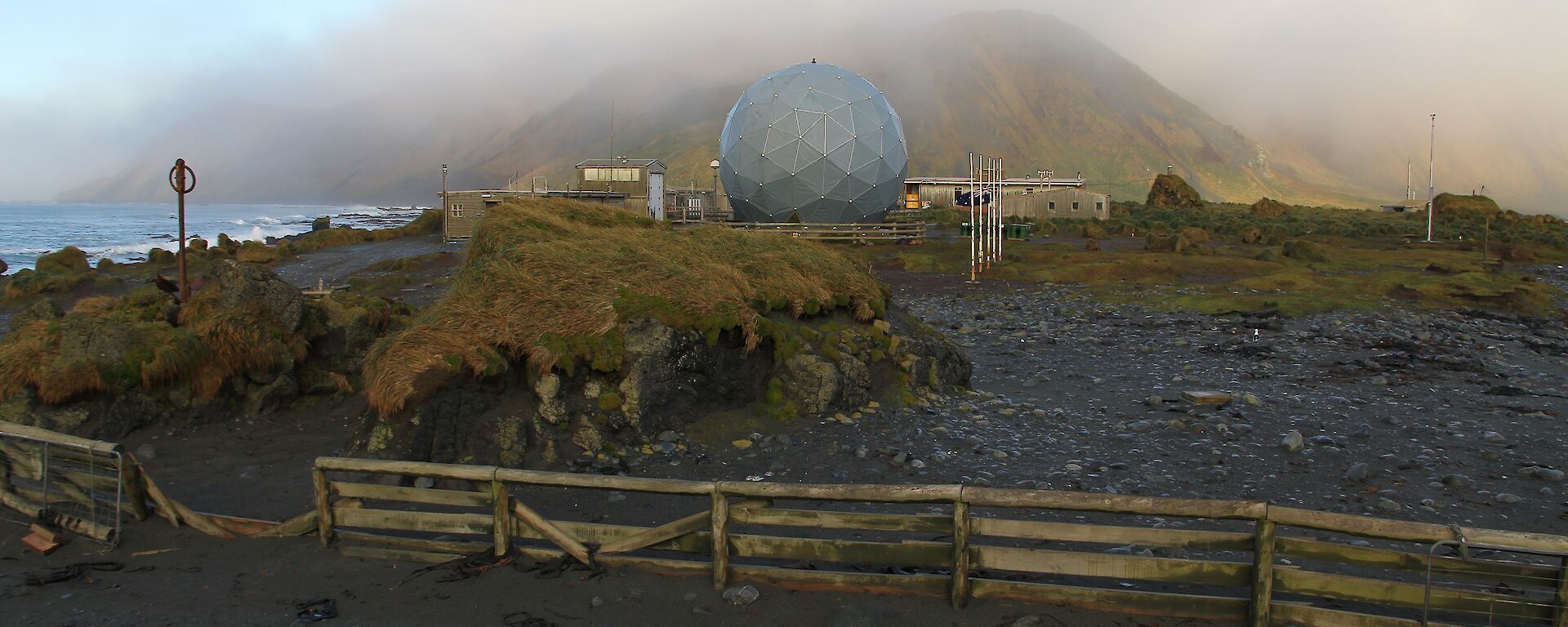 View of station with low cloud over it