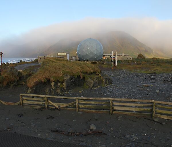 View of station with low cloud over it