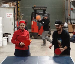 Anna and Dan ping pong team and Ben doing trick shots