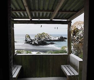 The view of a beach from the Green Gorge from the porch