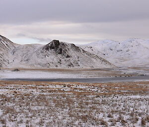 Dr Marion out exploring Macca’s frozen lakes