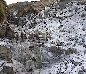Ladder in icy gully