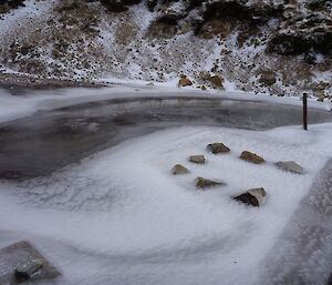 Frozen surface of reservoir