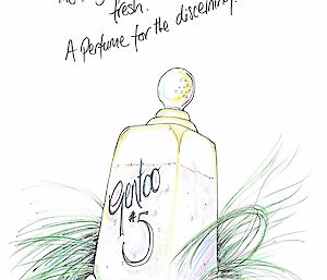 A cartoon of a bottle of perfume