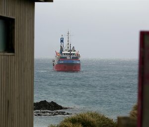 View of L'Astrolabe on water approaching close to station