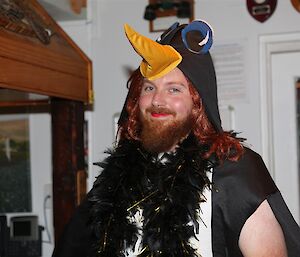 Jimmy P dressed up as a queen penguin