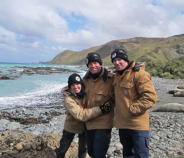 Helena, Terry and Robbie on east beac