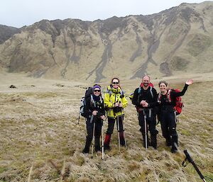 Ro, Louise, Duncan and Anna at the end of a day on the featherbed