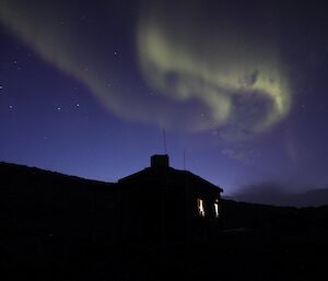 Aurora above Bauer Bay hut