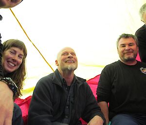 Expeditioners in tent like structure