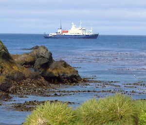 The ship Akademik Sholkalsky off Garden Cove