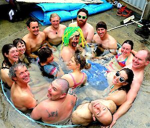 Expeditioners in the spa