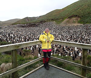 Jane in front of Royal penguins