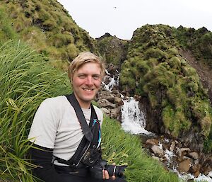 Marcus at the Flat Creek waterfall