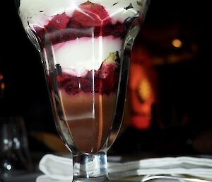 A glass of chocolate trifle