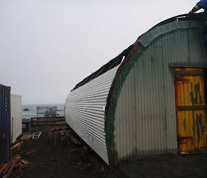The first side of the building with new cladding
