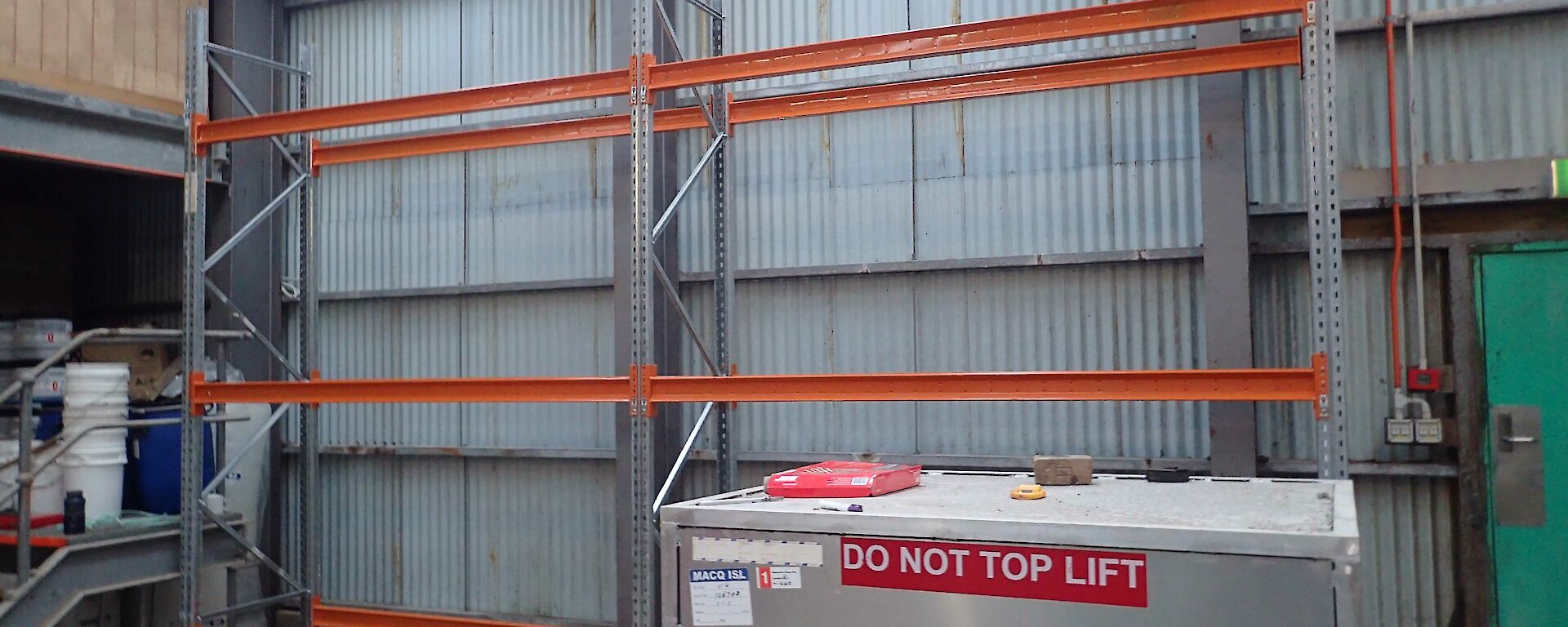 A wall with new racking on it