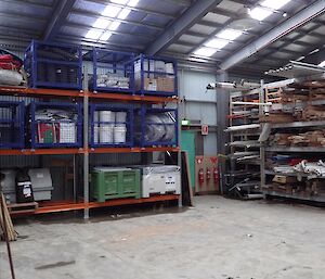 The racking from previous picture is now neatly stacked with pallets