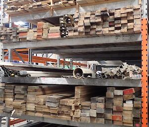 A shot of the end of the new racking with all the timber sorted bysize