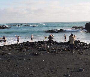 People swimming in the beach on the West Beach side