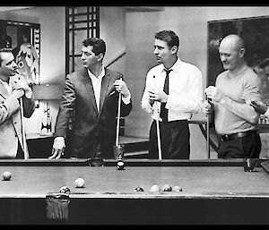 Chef Rocket has been inserted into a picture of the Rat pack playing pool