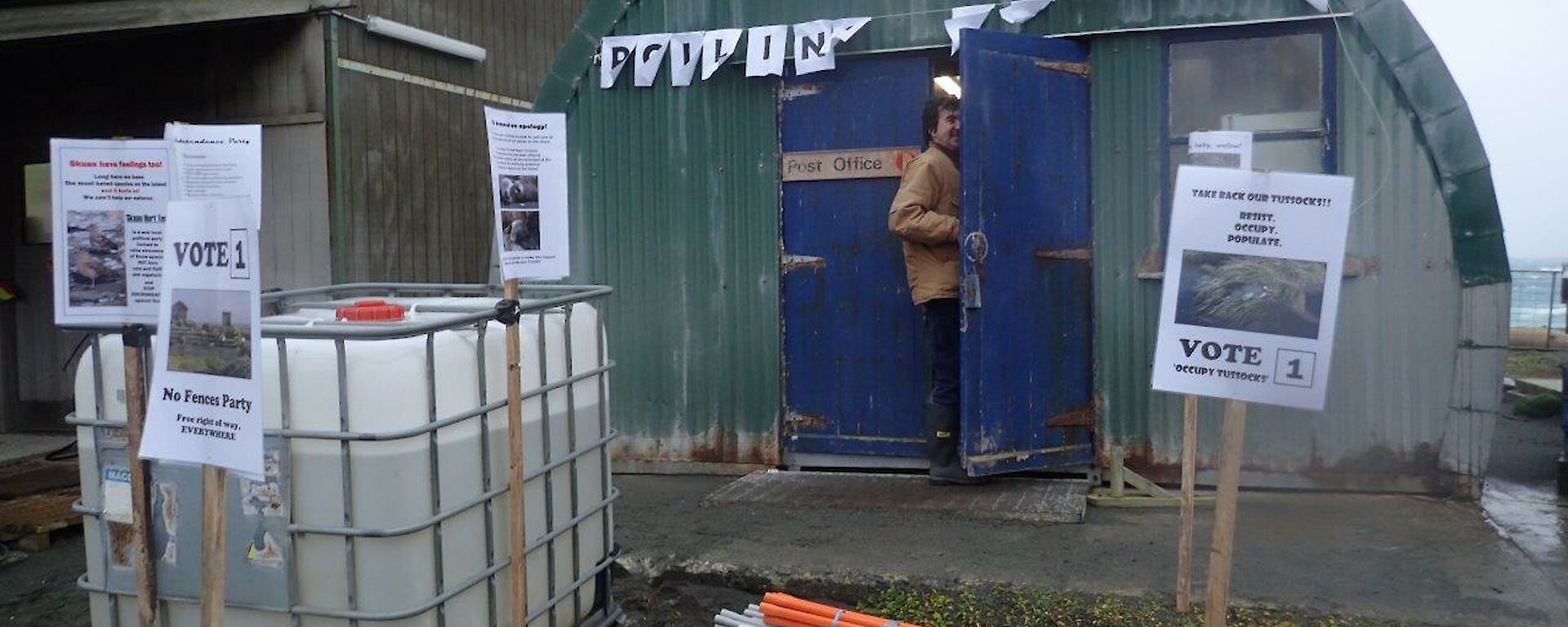 A man enters the building to vote