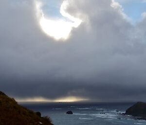 The sky over the west coast on the homeward journey to station