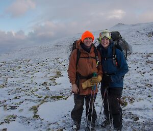 Two expeditioners in the snow