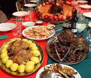 A table laden with food