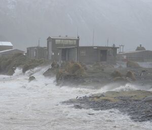 Waves cover the entire beach in an easterly storm last July.