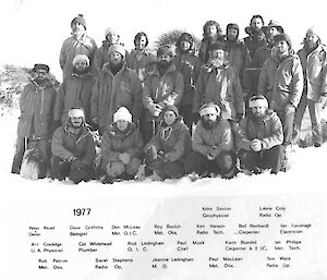 A group shot of the expeditioners of the 1977 ANARE