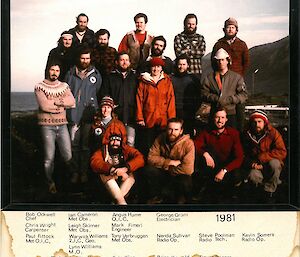 A group photo of the expeditioners of the 1981 ANARE