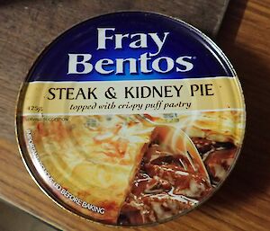 A photo of a tin of Fray Bentos pie